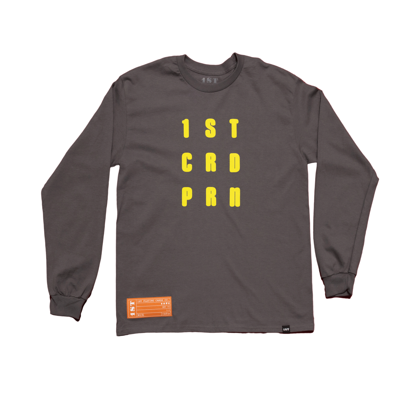 1ST Gray "CRDPRN" Long Sleeve Tee