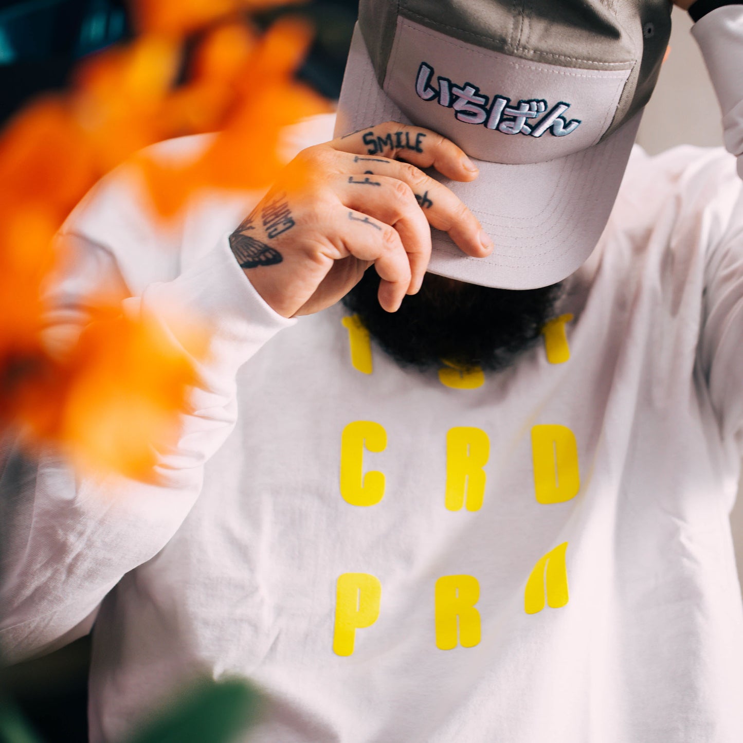 1ST White "CRDPRN" Long Sleeve Tee